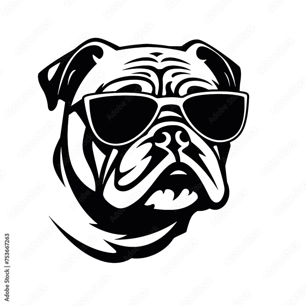 Obraz premium bulldog head flat illustration