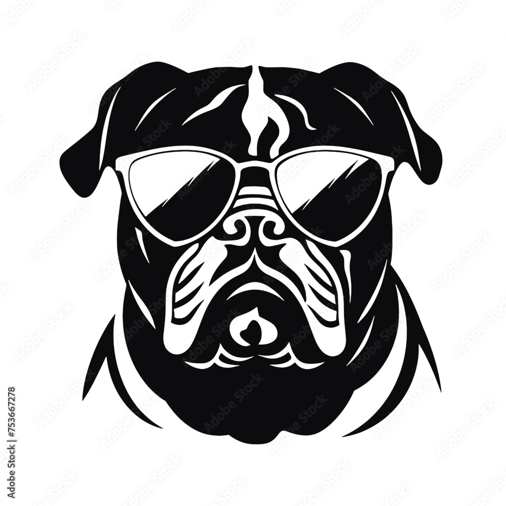 Fototapeta premium bulldog head flat illustration