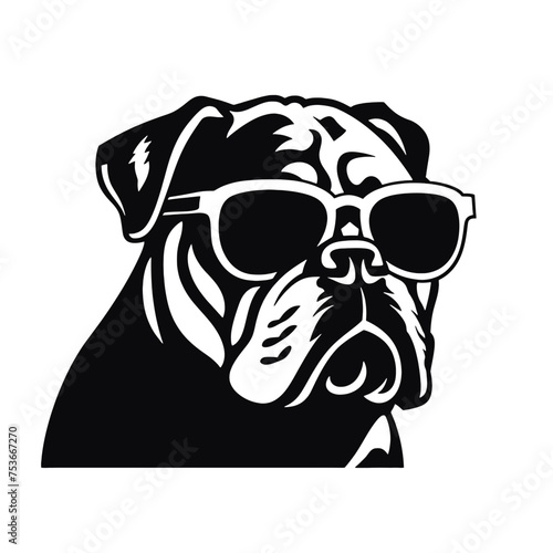bulldog head flat illustration
