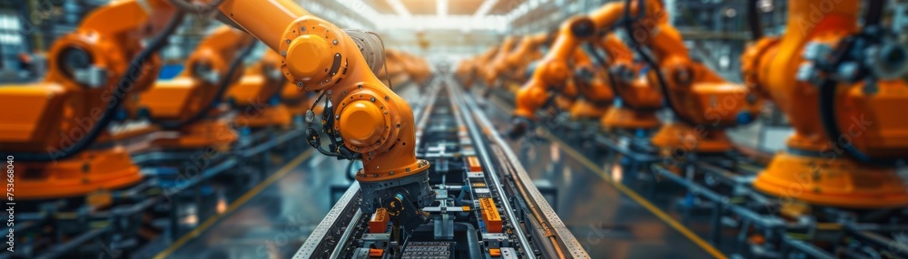 AI in manufacturing efficiency bright orange machines