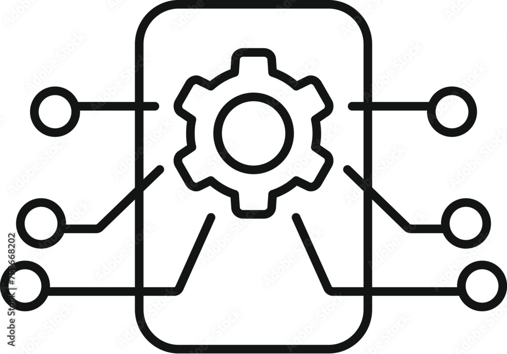 Cog overview icon outline vector. Memory dual machine. Cog tech storage Cog overview icon outline vector. Memory dual machine. Cog tech storage