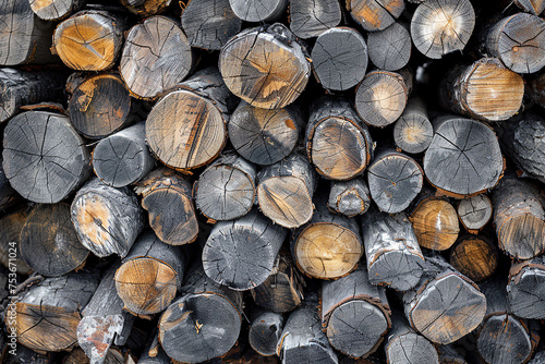 close up image of a pile of cut wood background Generative AI