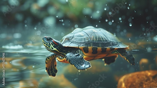 a cinematic and Dramatic portrait image for turtle