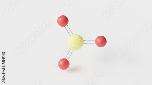 sulfur trioxide molecule 3d, molecular structure, ball and stick model, structural chemical formula sulphur trioxide
