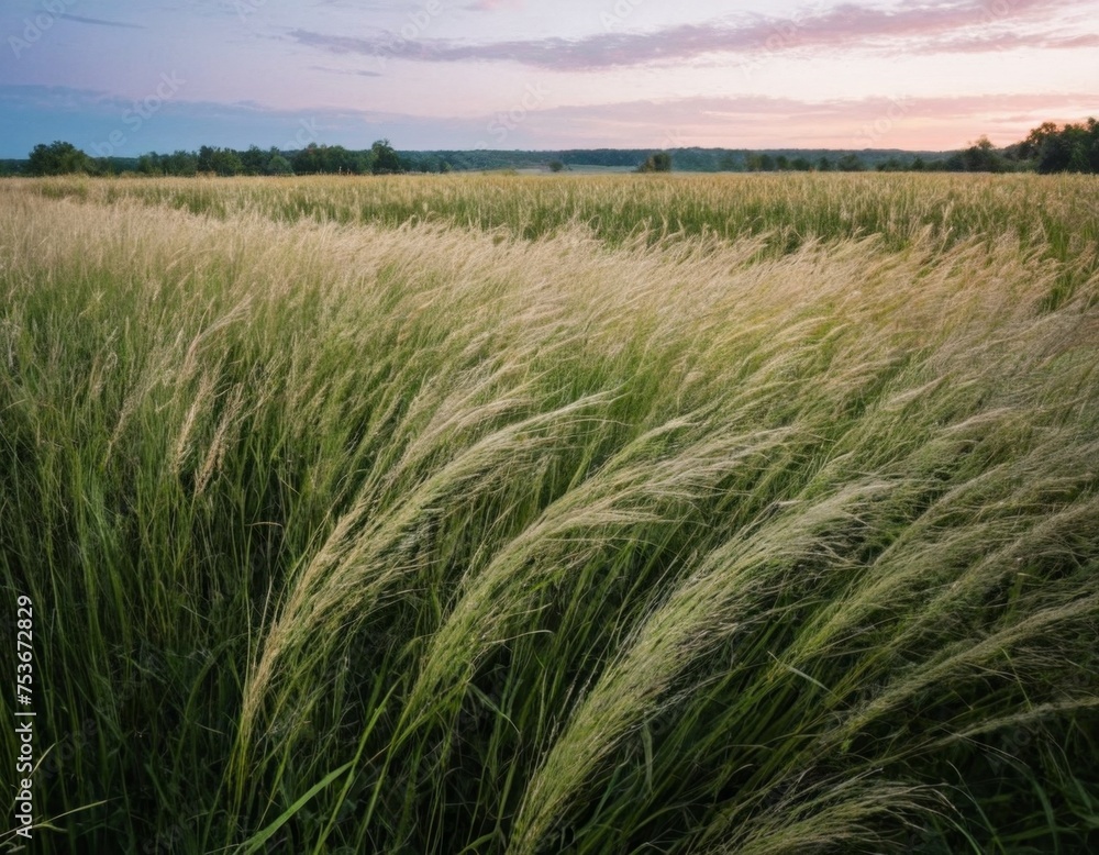 Summer grass at sunset.