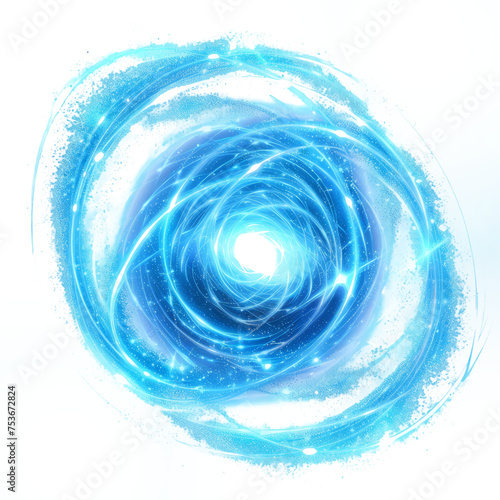 magical energy effects  blue light wizard spell  on a white background. rotation of magical energy 