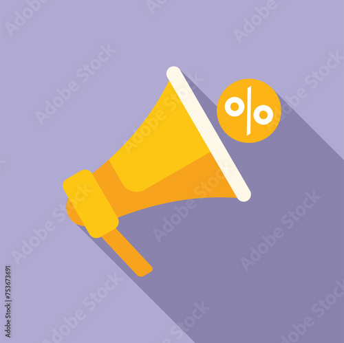 Megaphone sale tag icon flat vector. Image offer. Promotion event deal