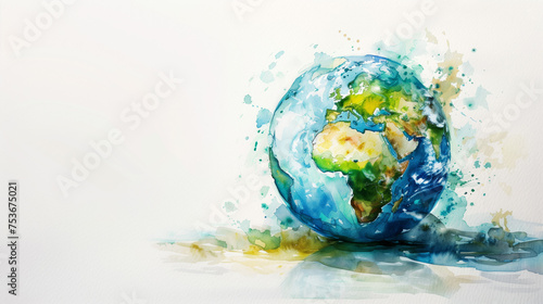Glass globe signifies eco-friendly environment for World Earth Day, watercolor, white background  © fotogurmespb