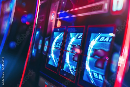 7 casino slot game with blue colors on a dark background picture