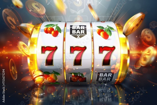 gambling casino slot machine with the 777