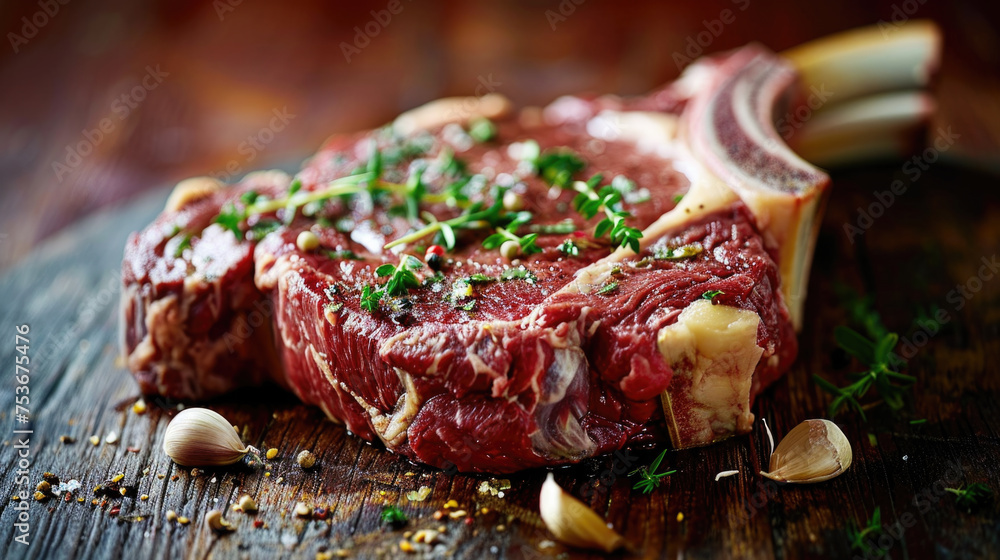 Large piece of meat with herbs on top of it Large piece of meat with herbs on top of it
