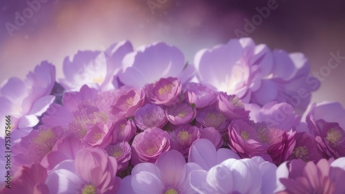 Delicate, purple flowers. Beautiful, floral background. Closeup
