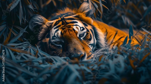 a cinematic and Dramatic portrait image for tiger