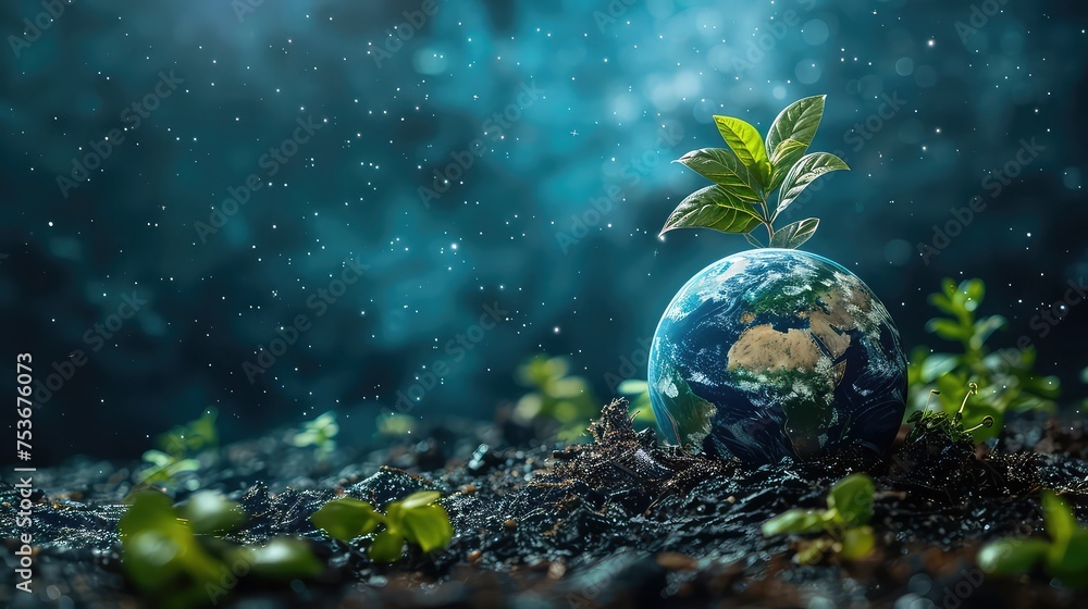 The Planet Earth Ball Is Located On The Right As The Background, Generative AI The Planet Earth Ball Is Located On The Right As The Background, Generative AI