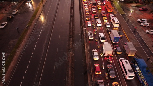images of bogota at twilight with a beautiful red color of the sky