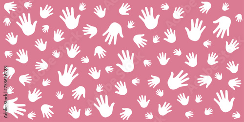 Background with human children s and adults hands imprint.