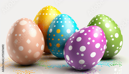 Easter eggs isolate on white background. Generative AI, © yanadjan