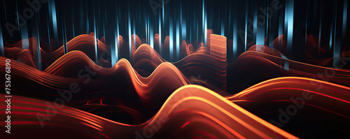 Digital abstract background. Can be used for technological processes, neural networks and AI, digital storages, sound and graphic forms, science, education, etc.
