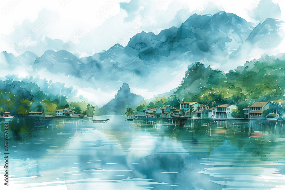 Hand-drawn watercolor Vietnam isolated, watercolor,  background with a pace for text