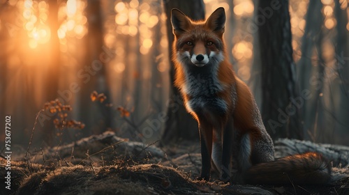 a cinematic and Dramatic portrait image for fox