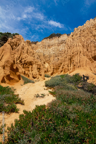 Portugal, Setubal District, Costa da Caparica near Lisbon. Arriba Fossil Natural Park - "Costa da Caparica Arriba Fossil Cliff Protected Landscape.