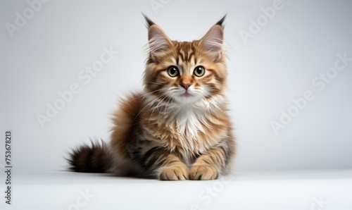 Stunning Maine Coon with piercing eyes and luxurious fur sits against a black backdrop, embodying feline grace and allure © Rose on Lens