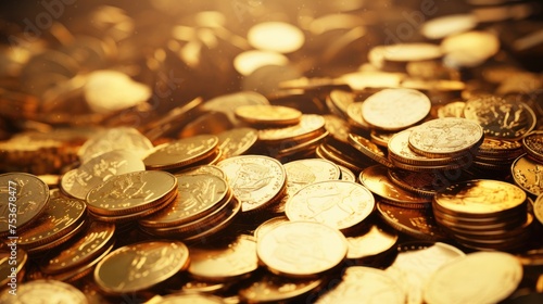 Gold coins money background banner