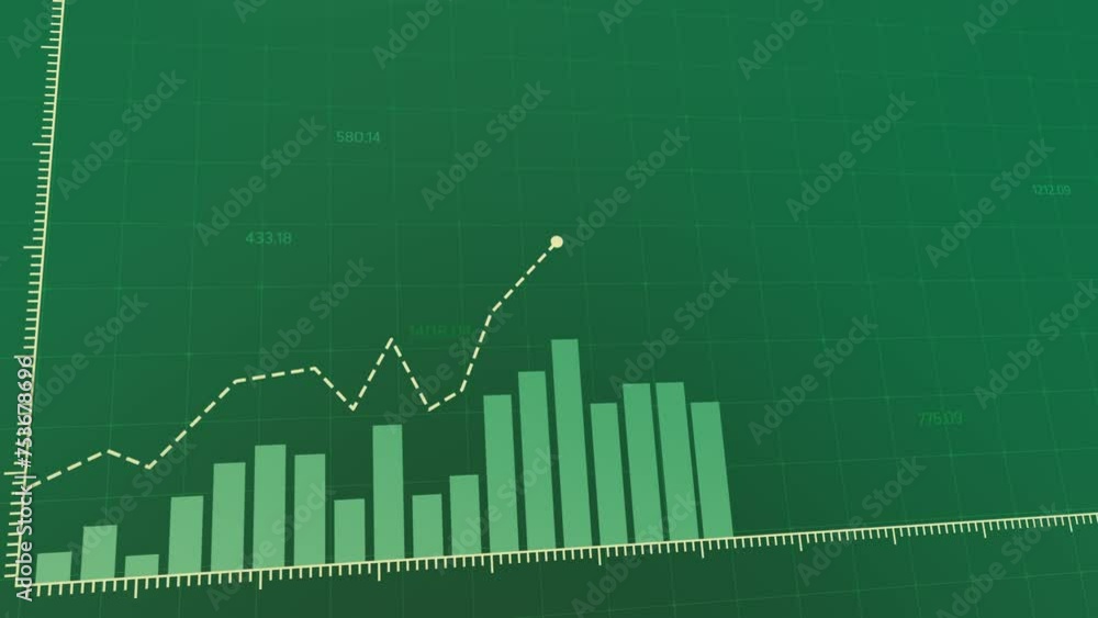 Animation of a dynamic green arrow rising on a financial graph, symbolizing stock market growth, economic recovery, and corporate success against a dark grid background. Animation of a dynamic green arrow rising on a financial graph, symbolizing stock market growth, economic recovery, and corporate success against a dark grid background.