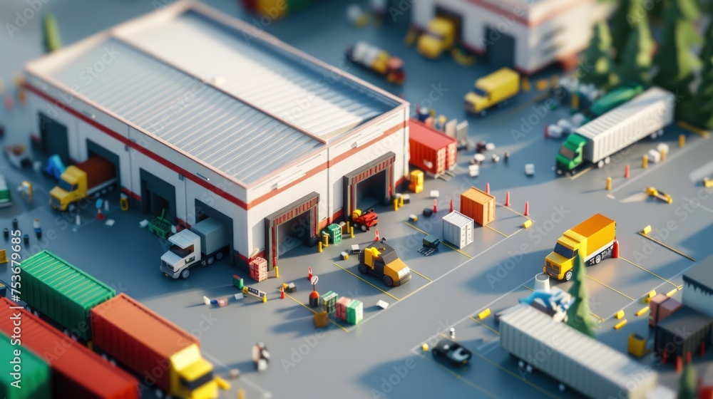The atmosphere in the logistics warehouse. Generate AI image The atmosphere in the logistics warehouse. Generate AI image