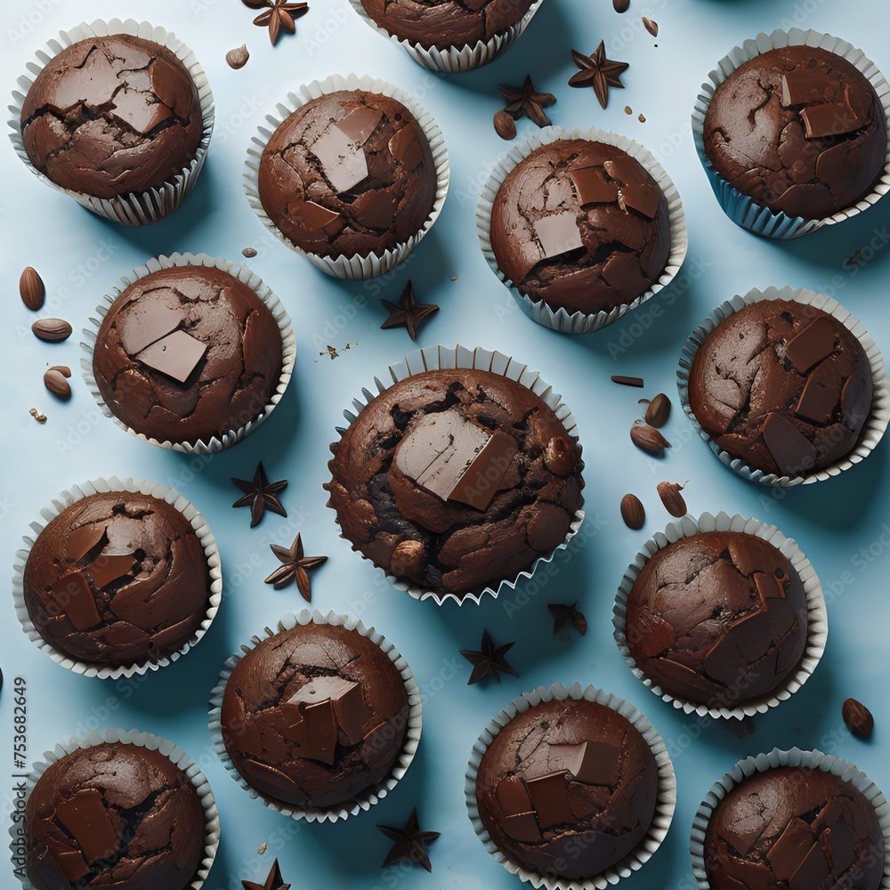 Chocolate muffins with chocolate chip Chocolate muffins with chocolate chip