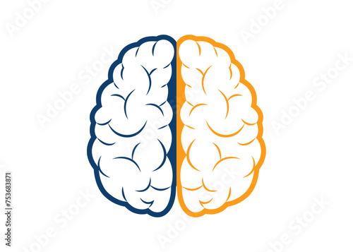 Left right human brain concept. Creative and logic part for social and business infographics. Vector design element of educational and creative theme.