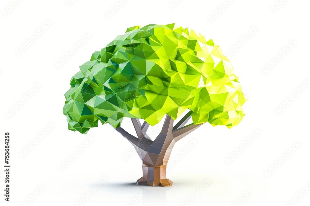 Close-up, Abstract low poly tree