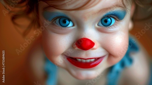 Close-up, Portrait of fashionable child model with fantasy makeup for cosmetics advertising