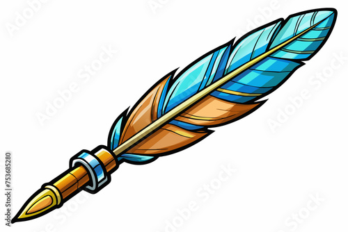 A colorful feather with pen style vector illustration