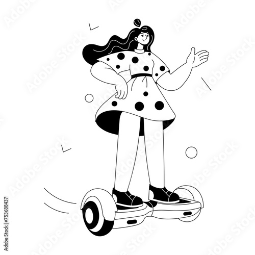 Check out doodle mini illustration of hoverboarding  
