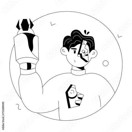 Get this doodle mini illustration of a humanoid 