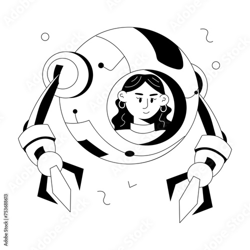 Get doodle mini illustration of a robot vehicle 