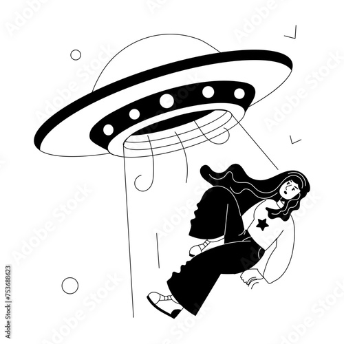 Check out doodle mini illustration of alien abduction 