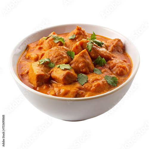 Chicken tikka masala in a bowl isolated on transparent background