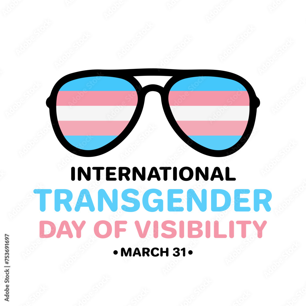 Transgender Day of Visibility banner. LGBTQ+ community event on March 31. Vector template for poster, sign, logo design, card, shirt, etc.