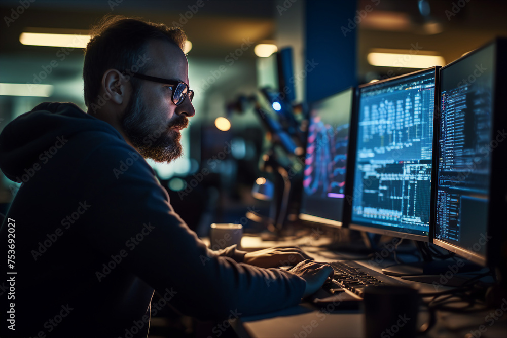 Business people programmers meeting conference against hackers criminals Generative AI Business people programmers meeting conference against hackers criminals Generative AI