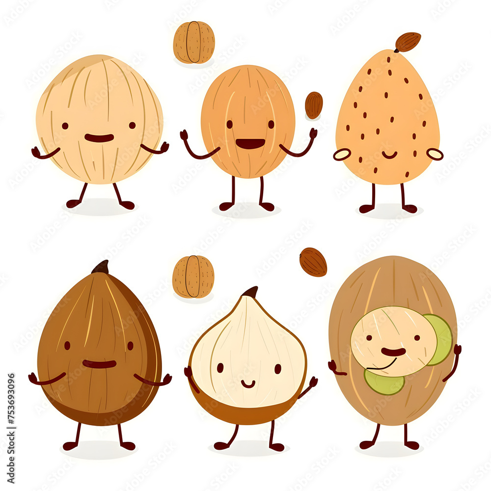Fototapeta premium nuts collage isolated on on a transparent white background