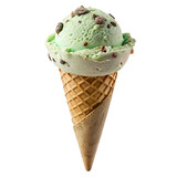 Ice cream in a waffle cone. Isolated on transparent background.
