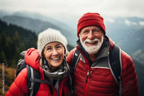 Generative AI portrait photo of happy beautiful mature couple enjoying time together outdoors
