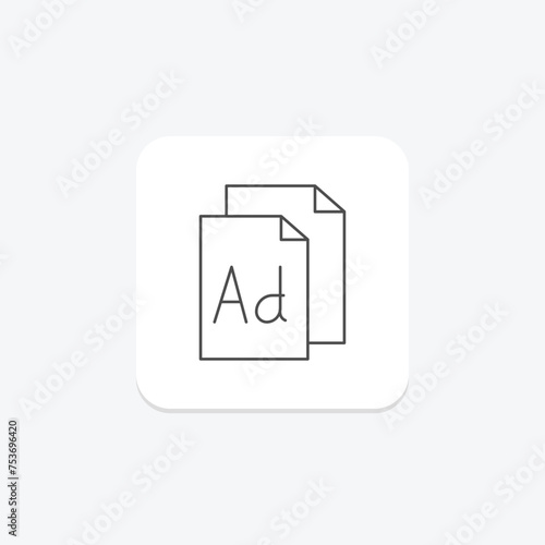 Ad Copy icon, copy, advertising, online, digital thinline icon, editable vector icon, pixel perfect, illustrator ai file