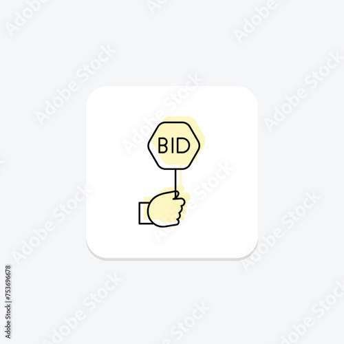 Ad Bid icon, bid, advertising, online, digital color shadow thinline icon, editable vector icon, pixel perfect, illustrator ai file