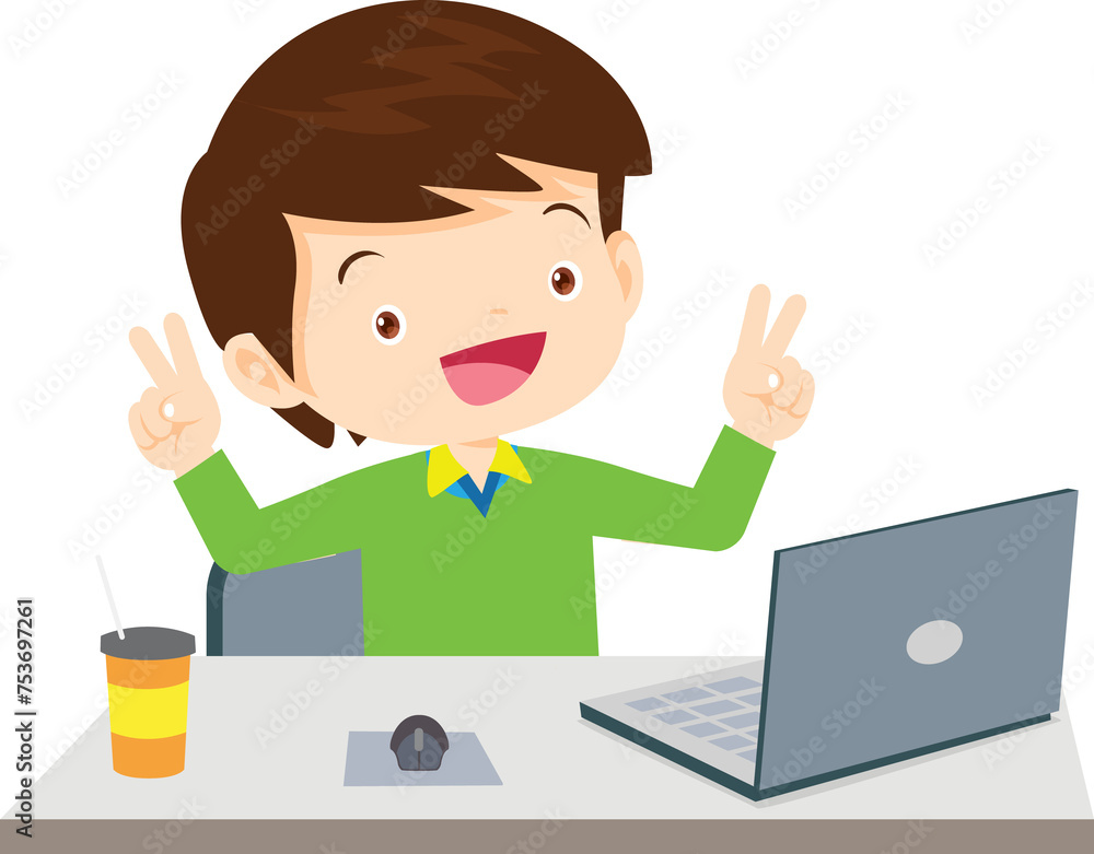 cute child sitting use computer to study cute child sitting use computer to study