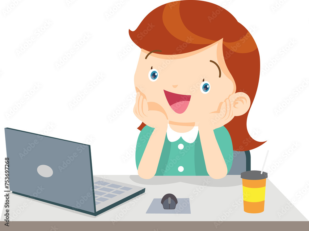 cute child sitting use computer to study cute child sitting use computer to study