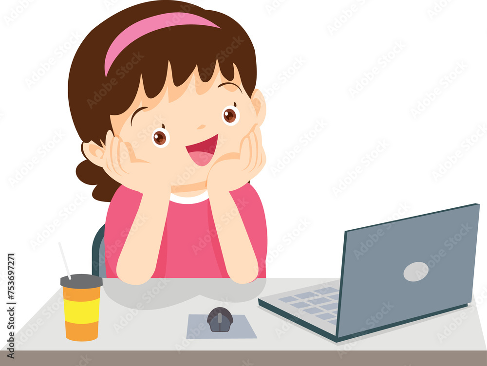 cute child sitting use computer to study cute child sitting use computer to study