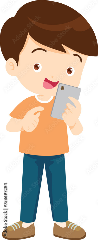cute kids standing use smartphone and tablet gadget cute kids standing use smartphone and tablet gadget